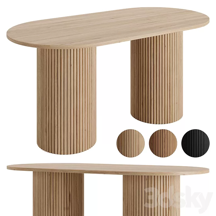 Farmhouse 63 Solid Wood Dining Table by Homary 3D Model Free Download