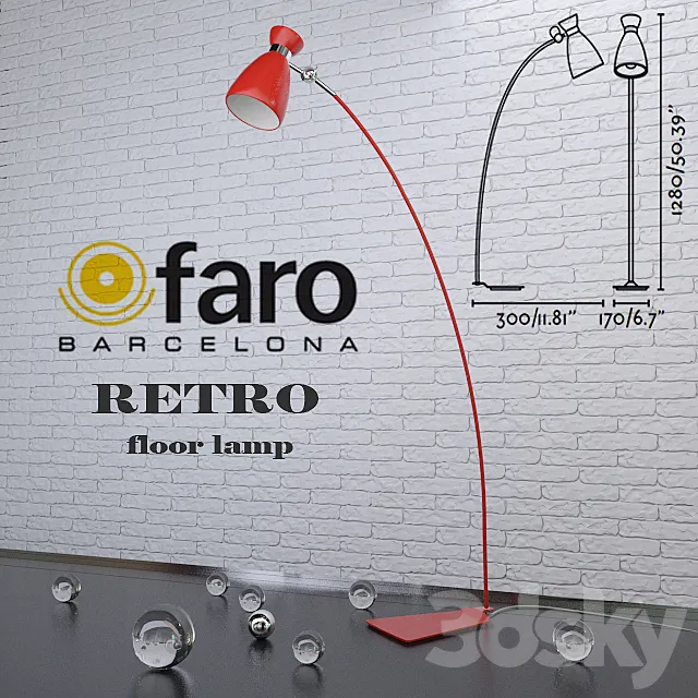 FARO RETRO floor lamp 3D Model FARO RETRO floor lamp 3D Model