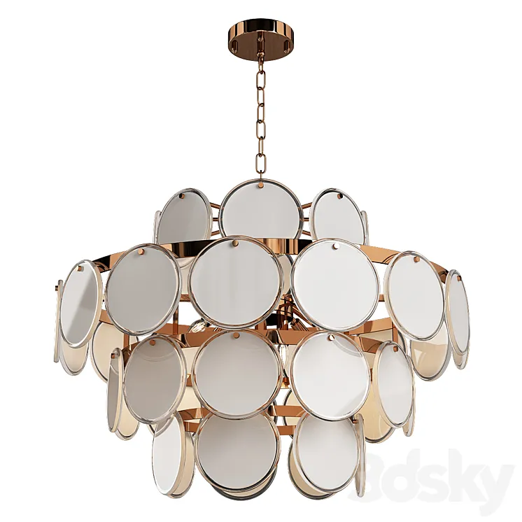 Fashion gold glass chandelier 3D Model Free Download