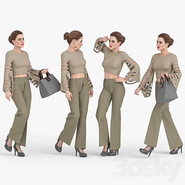 Fashion Woman 04 Poses 3D Model
