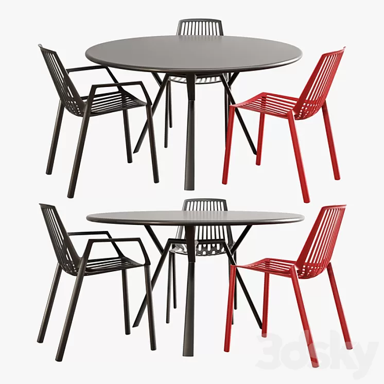 Fast dining set (rion + radice quadra) 3D Model Fast dining set (rion + radice quadra) 3D Model