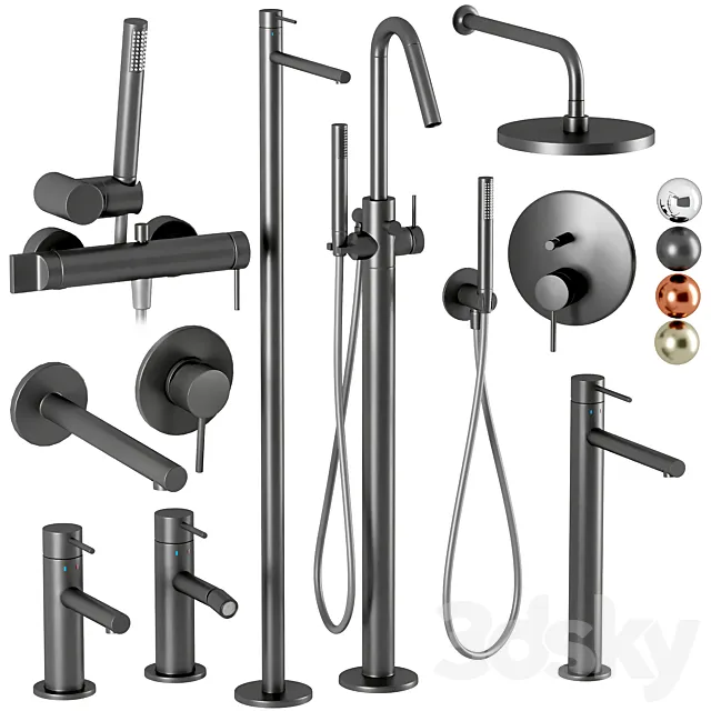 Faucets and shower Vitra Origin set 3D Model
