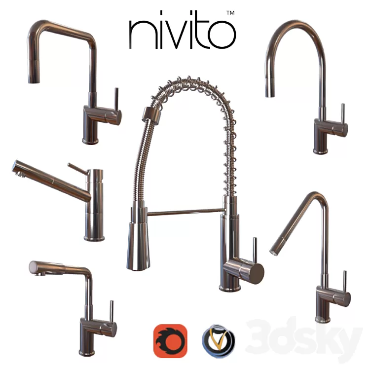 Faucets Nivito cuisine (6 pcs. 8 colors) 3D Model