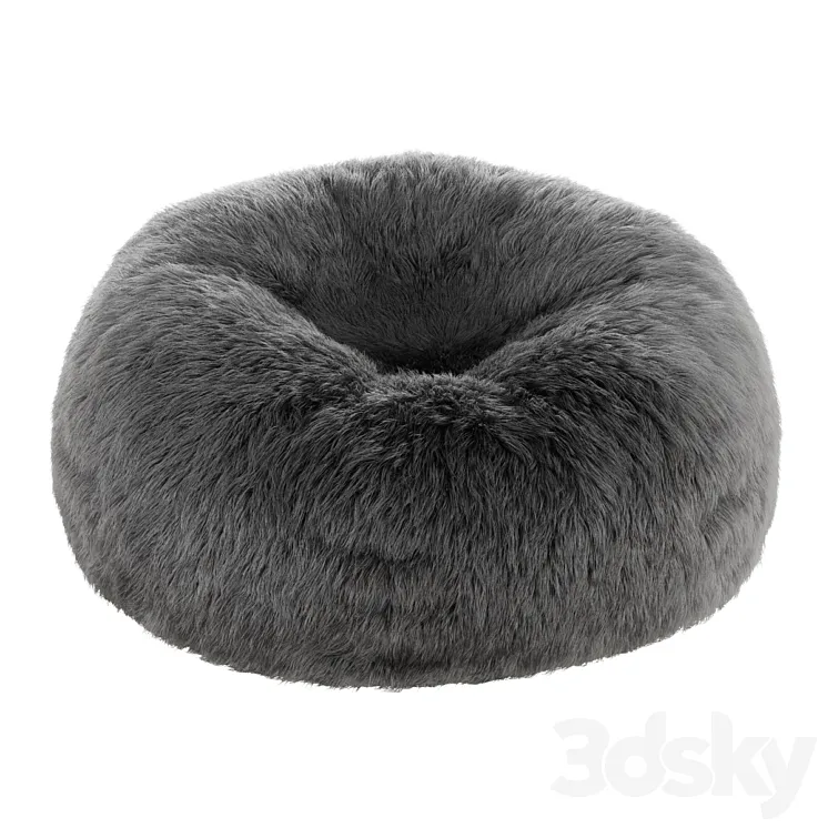 Faux Fur Bean Bag in Solid Dune 3D Model Free Download