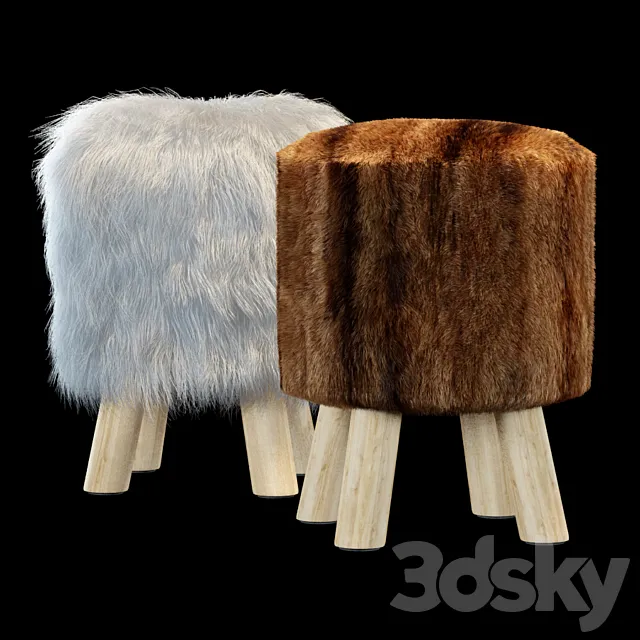 Faux Fur Stool 3D Model