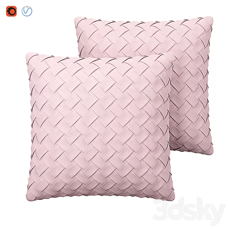 Faux Suede Cushion Lattice Weave Pink Tithonia 3D Model Free Download