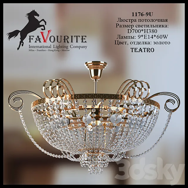 Favourite chandelier 1176-9U 3DModel Favourite chandelier 1176-9U 3DModel