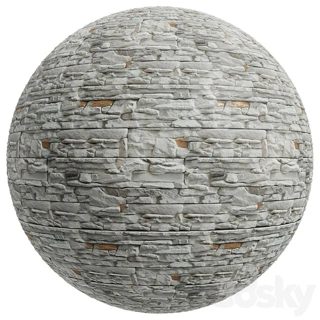 FB434 White facade decorative stone 3D Model