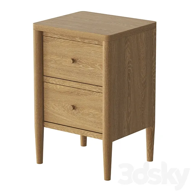 Feather And Black Aubrey 2 Drawer Bedside 3D Model Feather And Black Aubrey 2 Drawer Bedside 3D Model