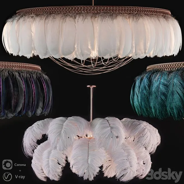 Feather Modern Chandeliers 3D Model