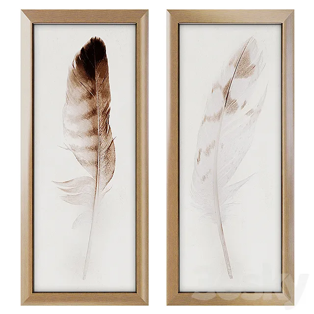 Feather Panel Framed Art Print 3DModel Feather Panel Framed Art Print 3DModel