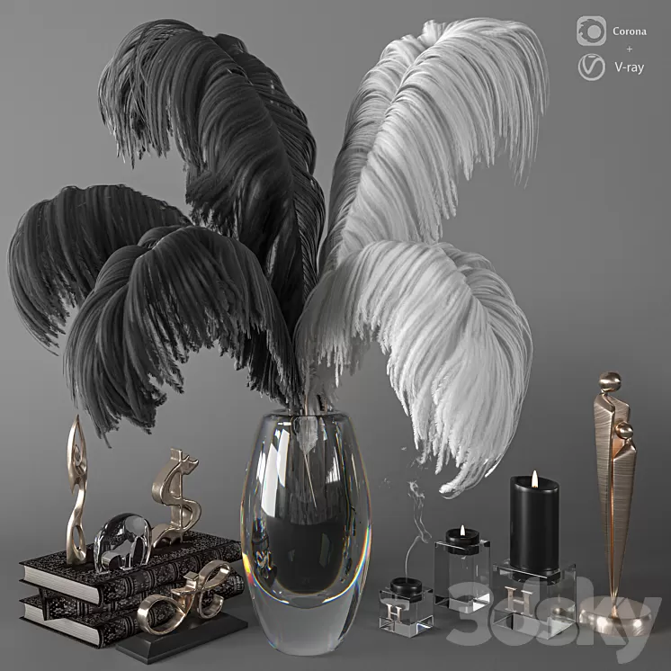 Feathers Decorative Set C 3D Model