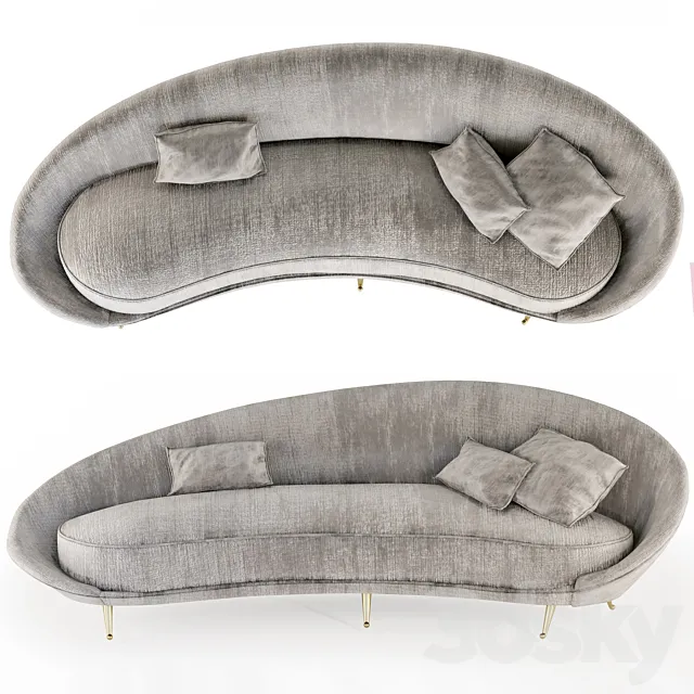 Federico Munari Sofa Curvato In Velvet Mohair And Brass Italy Circa 1950 3D Model Federico Munari Sofa Curvato In Velvet Mohair And Brass Italy Circa 1950 3D Model