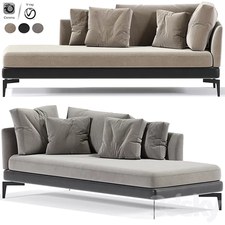 Feel Good Chaise Longue Flexform 3D Model Feel Good Chaise Longue Flexform 3D Model