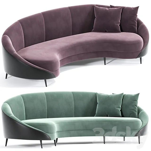 Feet Curved Sofa Beverly 3DModel Feet Curved Sofa Beverly 3DModel