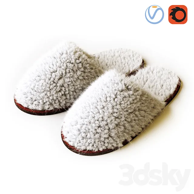 Fegen slippers white 3D Model