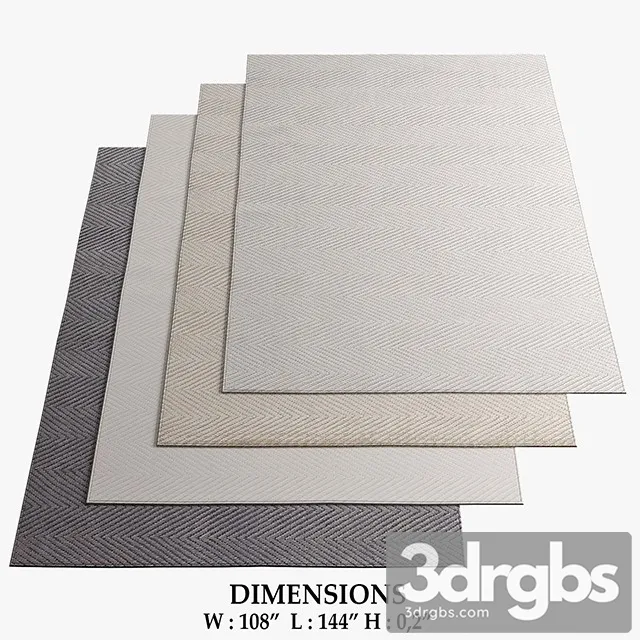 Felt Carpet Moderm Set 4 3D Model Download