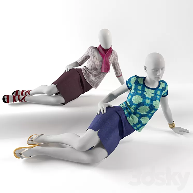 female mannequin reclining 3D Model female mannequin reclining 3D Model