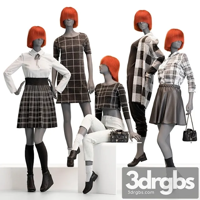 Female mannequins with clothes 3D Model Download