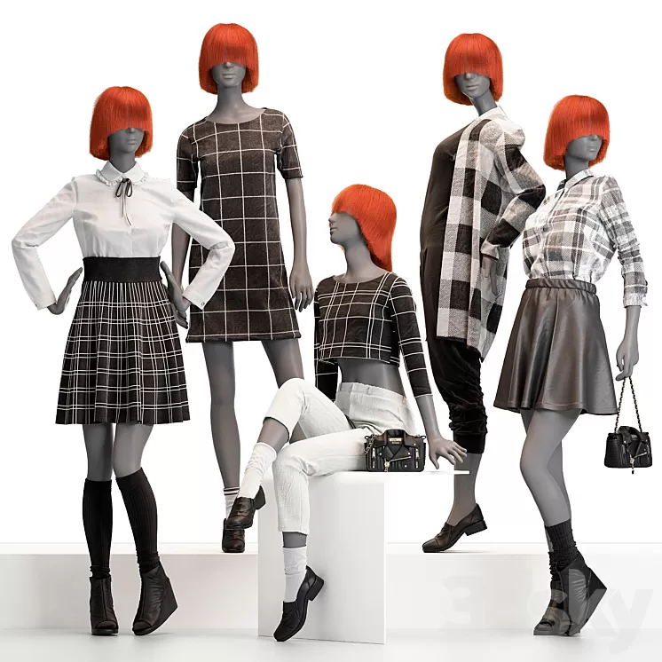 Female mannequins with clothes 3D Model Free Download Female mannequins with clothes 3D Model Free Download