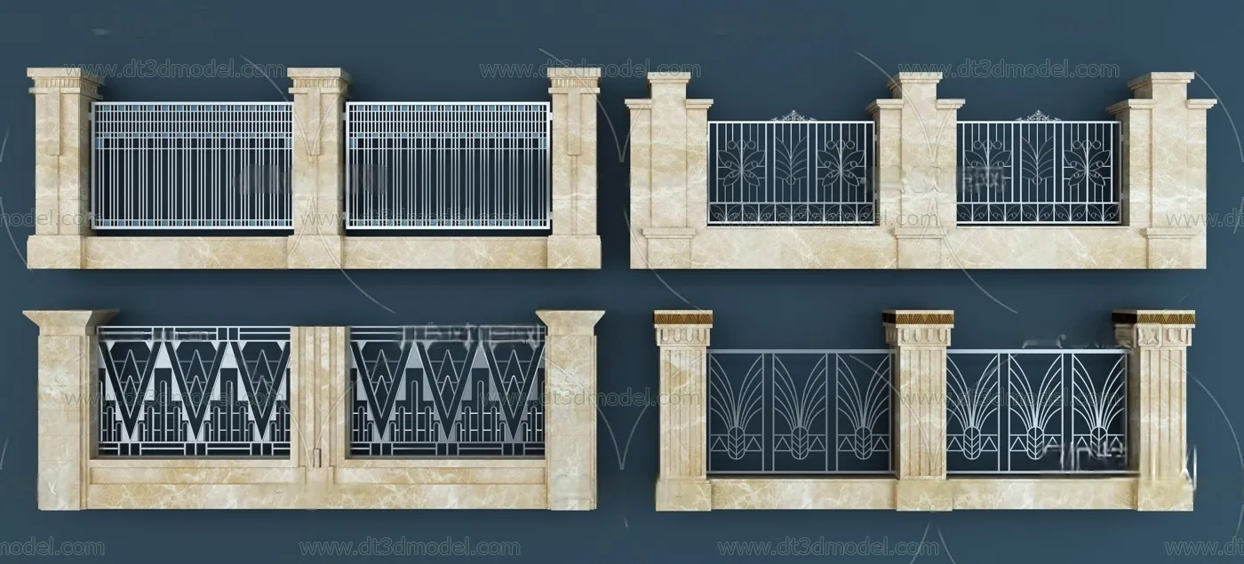 Fence 3D Models for Free Download – Architecture Fence – 007 – VRAY Render