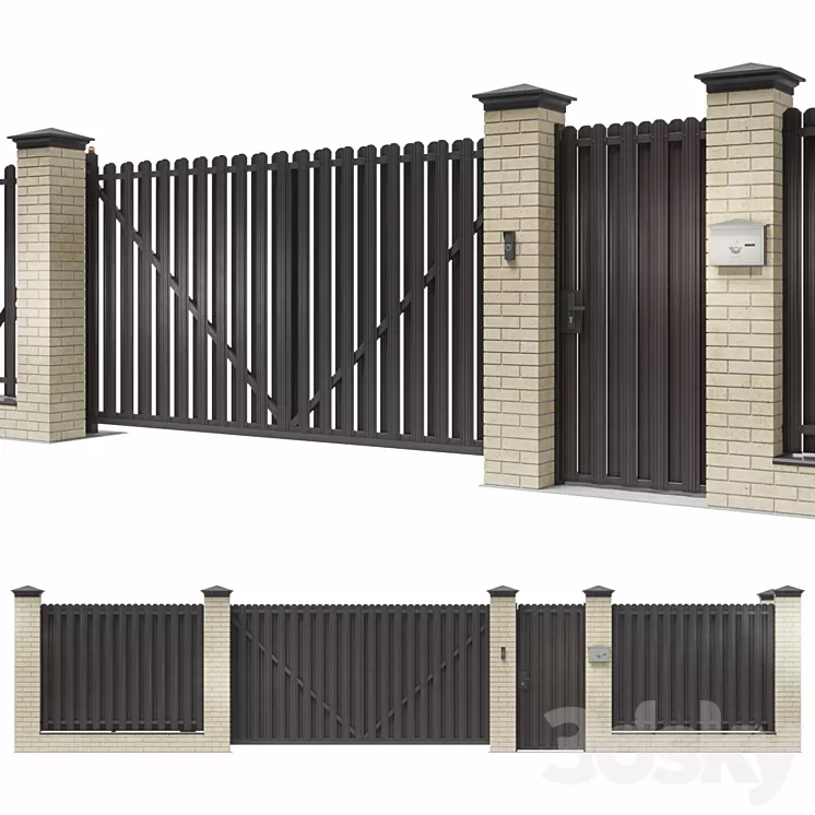 Fence for a private house 3D Model Fence for a private house 3D Model