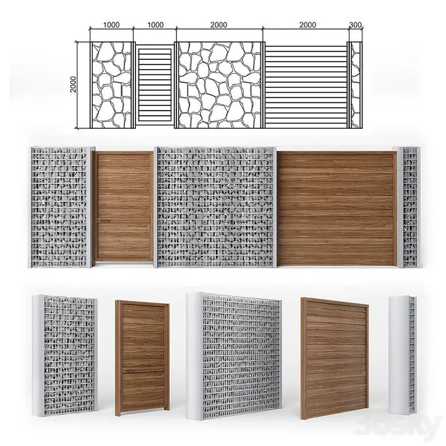 Fence gabion 3D Model Fence gabion 3D Model