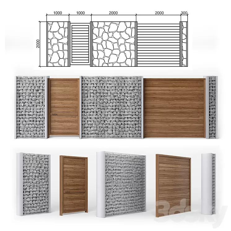 Fence gabion 3D Model Fence gabion 3D Model