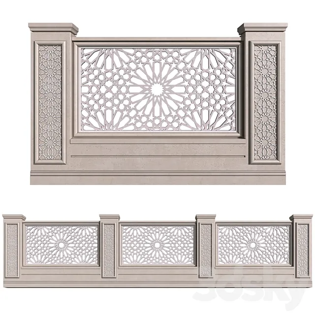 Fence in oriental style. Arabian Fence 3D Model Fence in oriental style. Arabian Fence 3D Model