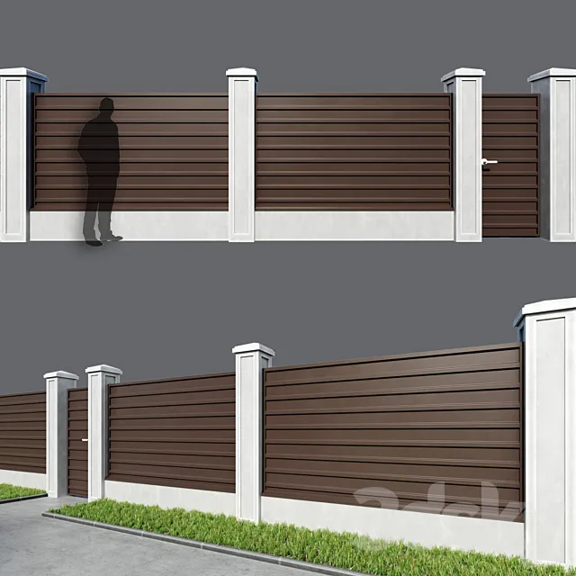 Fence made of corrugated board 5 options 3D Model Fence made of corrugated board 5 options 3D Model