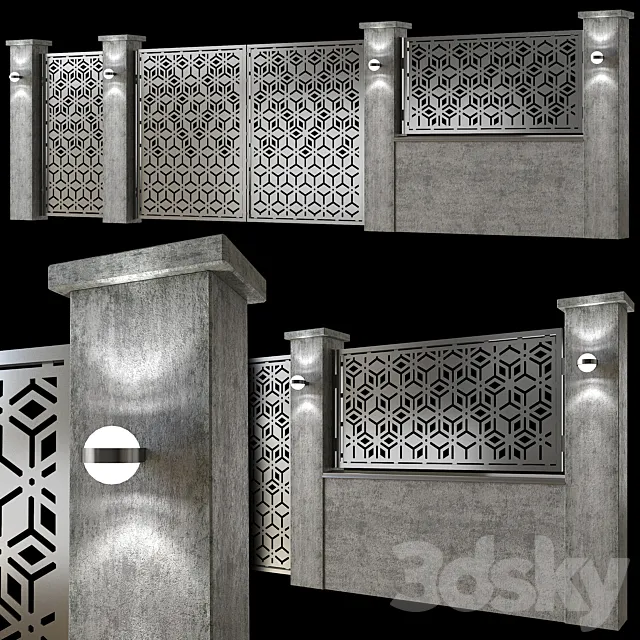 Fence Modern 02 3D Model Fence Modern 02 3D Model