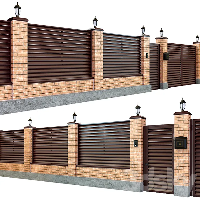 Fence with a gate and a wicket 7 3DModel Fence with a gate and a wicket 7 3DModel