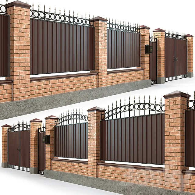 Fence with gate and wicket 5 3DModel Fence with gate and wicket 5 3DModel