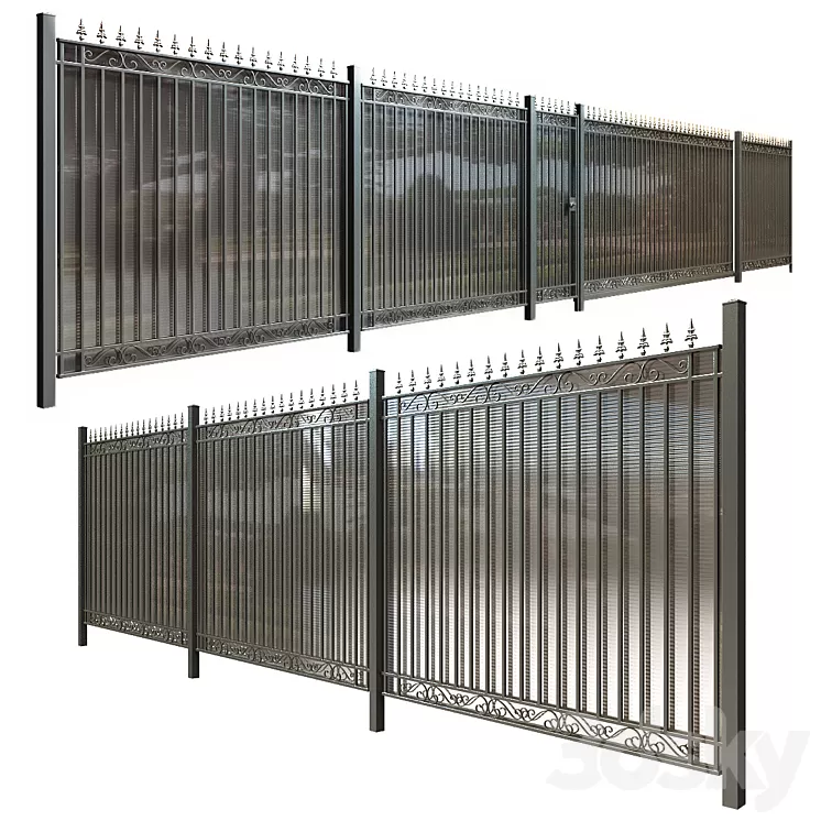 Fence with gate and wicket 6 3D Model