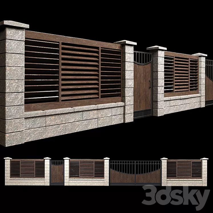 Fence with gates and wicket 2 3D Model Fence with gates and wicket 2 3D Model