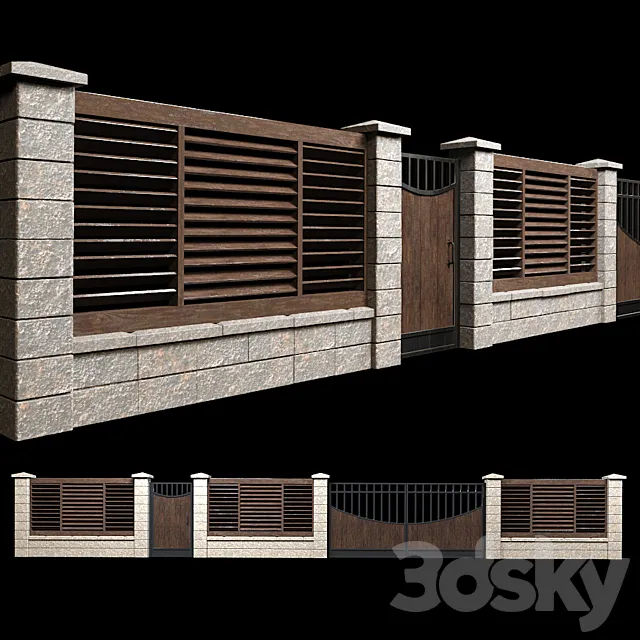 Fence with gates and wicket 2 3DModel Fence with gates and wicket 2 3DModel