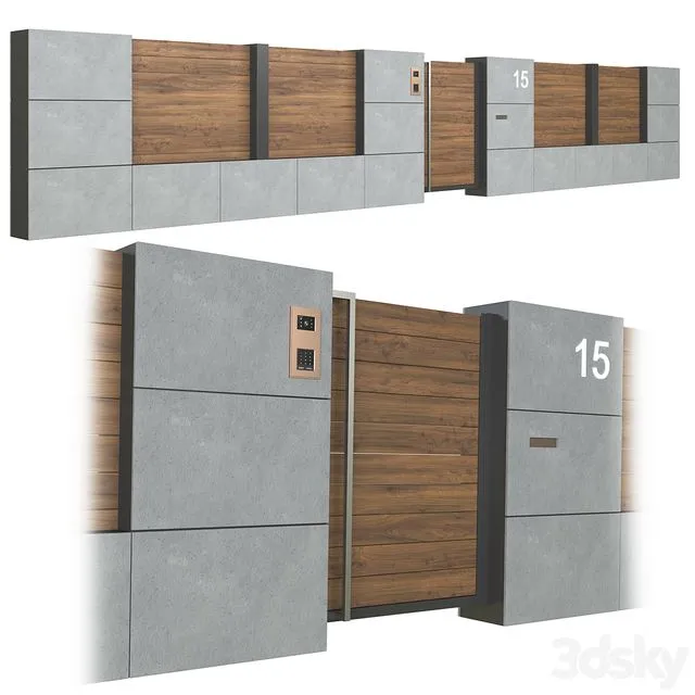 Fence with intercom 3D Model Fence with intercom 3D Model