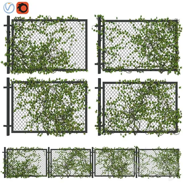 Fence with ivy v1 3D Model Fence with ivy v1 3D Model