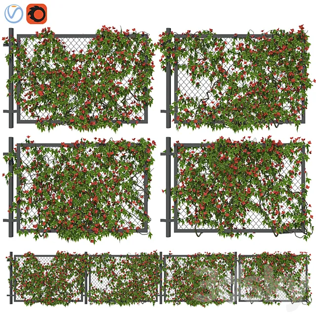 Fence with ivy v3 3D Model Fence with ivy v3 3D Model