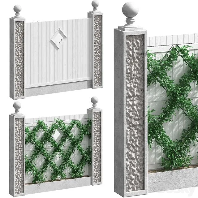 Fence with landscaping 3D Model Fence with landscaping 3D Model