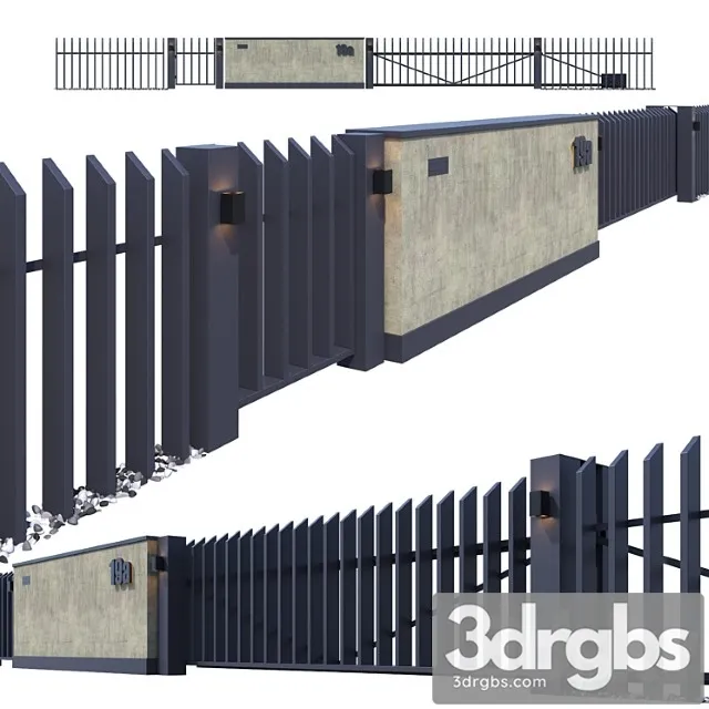 Fence With Sliding Gates 3D Model Download Fence With Sliding Gates 3D Model Download