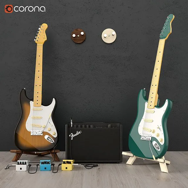 Fender guitar set 3D Model