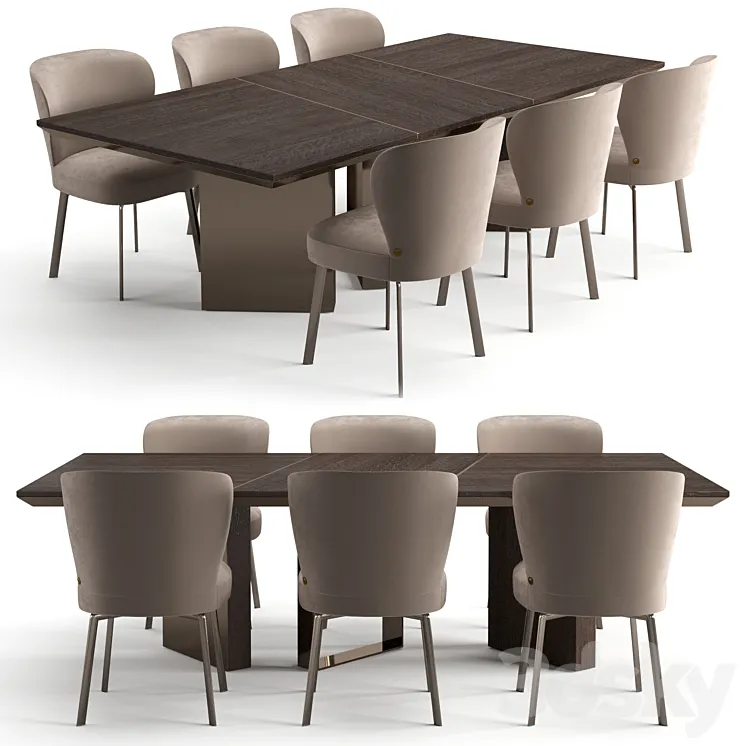 Fendi Casa dinning set 3D Model Free Download