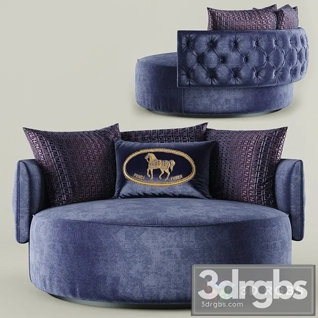 Fendi Casa Efea Capitonne Modem Armchair 3D Model Download