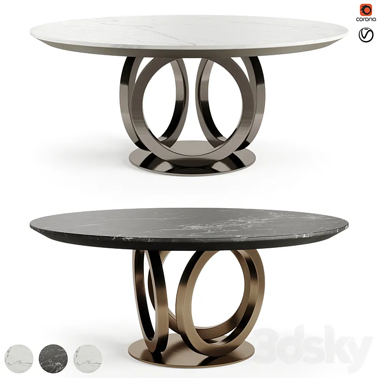 FENDI CASA GALILEO MARBLE DINING TABLE 3D Model Free Download