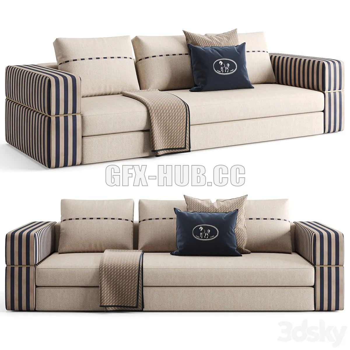 Fendi Casa Lambert Sofa 3D Model Fendi Casa Lambert Sofa 3D Model