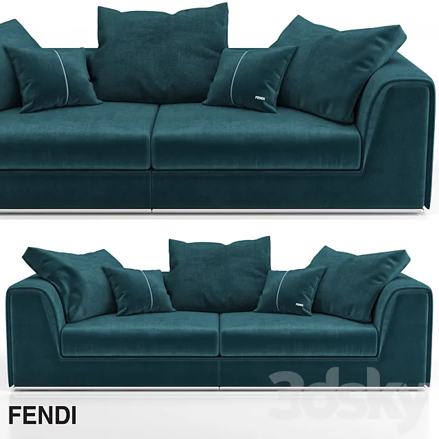 Fendi Casa Prestige Sofa Blue 3D Model