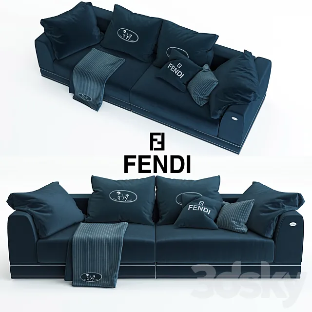 Fendi Casa Tudor Sofa 3D Model Fendi Casa Tudor Sofa 3D Model