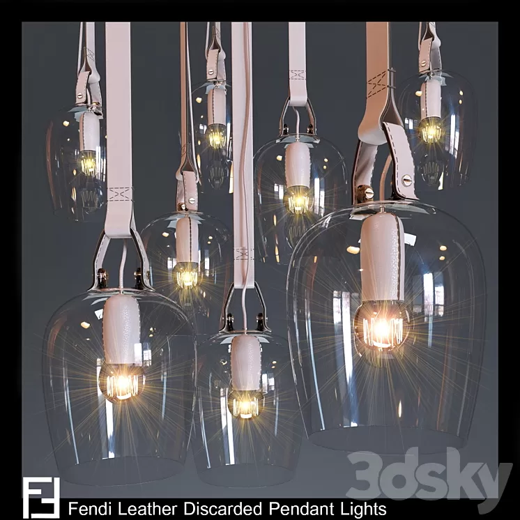 Fendi Leather Discarded Pendant Lights 3D Model Fendi Leather Discarded Pendant Lights 3D Model