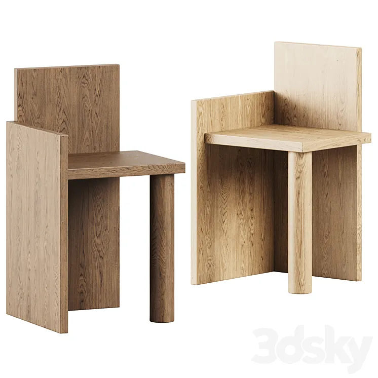 Ferm Living Uta Piece Chair \/ Wooden Chair 3D Model Free Download